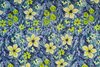 Viscose Satin Flowers Blue/Yellow
