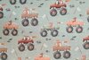Cotton Jersey Animals in Monstertrucks Green