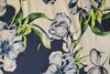 Viscose Stretch Satin Flowers Navy