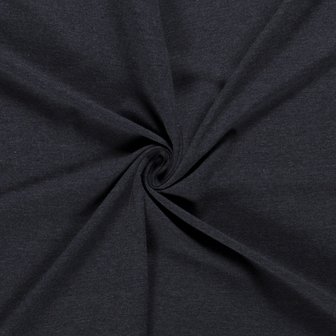 Katoen Tricot Effen Mel&eacute;e Donker Blauw