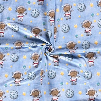 French Terry Space Bear Baby Blue jeanslook