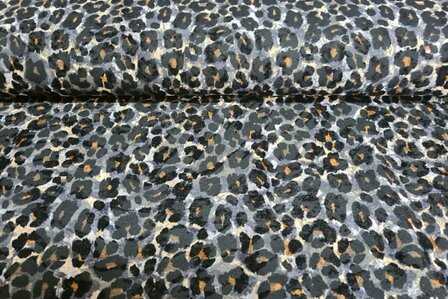 Viscose Jersey Flock Animals Dark Grey