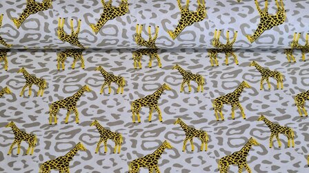 Cotton Printed Giraffe Beige
