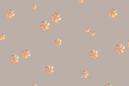 Cotton Jersey Digital Paws Taupe