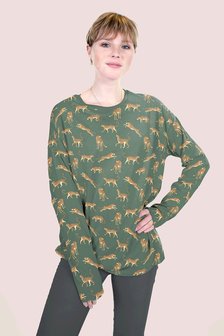 Cotton Jersey Leopard Old Green