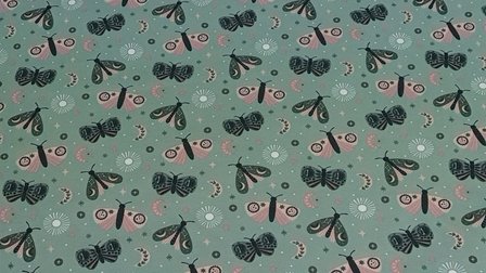 Cotton Jersey Butterfly Old Green