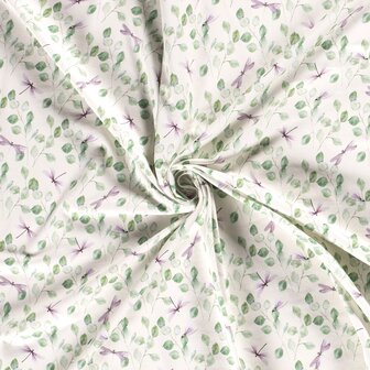 Cotton Jersey Digital Twigs &amp; Libelle Off White ORGANIC
