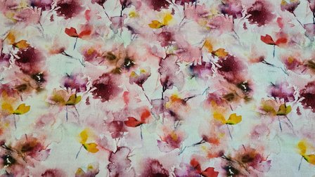 Organic Cotton Jersey Waterpaint Flowers 2