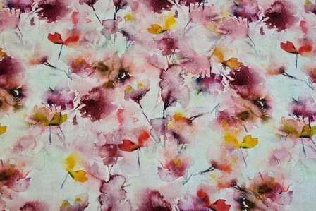 Organic Cotton Jersey Waterpaint Flowers 2