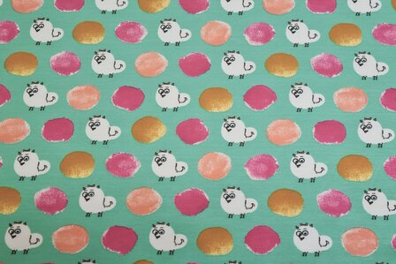 Cotton Jersey Digital Pets Mint