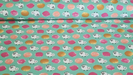 Cotton Jersey Digital Pets Mint