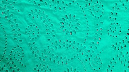 Cotton Broderie Uni-Flowers Green