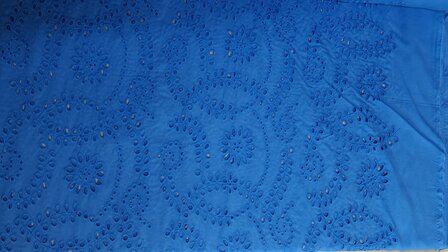 Cotton Broderie Uni-Flowers Blue