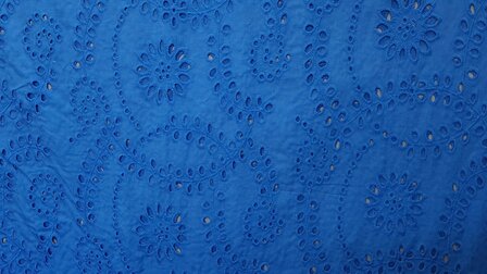 Cotton Broderie Uni-Flowers Blue