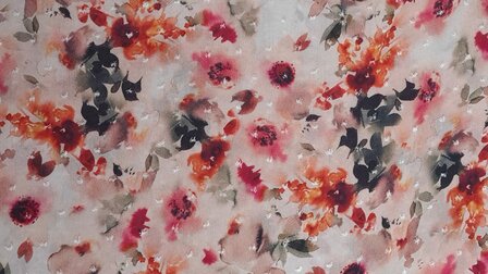 Viscose Digital Dobby Flowers Ros&eacute;