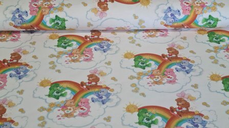 Cotton Jersey Care Bears &amp; Clouds Off White
