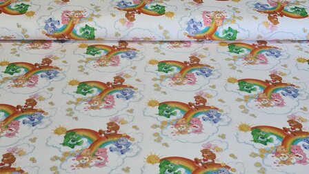 Cotton Jersey Care Bears &amp; Clouds Off White