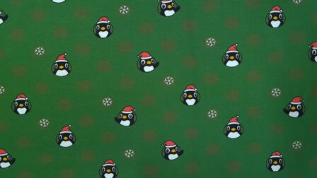 Cotton Jersey Christmas Pinguin Green