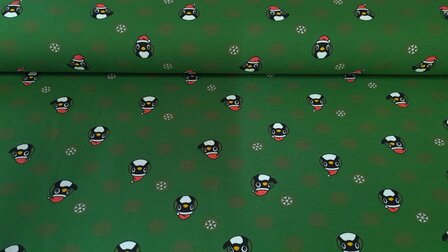 Cotton Jersey Christmas Pinguin Green