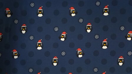 Cotton Jersey Christmas Pinguin Navy