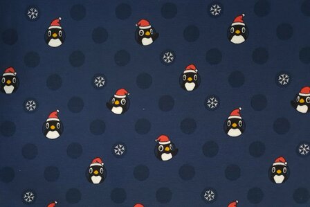 Cotton Jersey Christmas Pinguin Navy