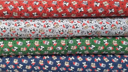 Cotton Jersey Christmas Dog Grey