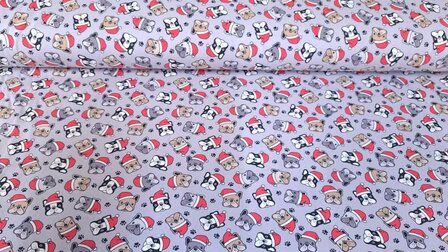 Cotton Jersey Christmas Dog Grey