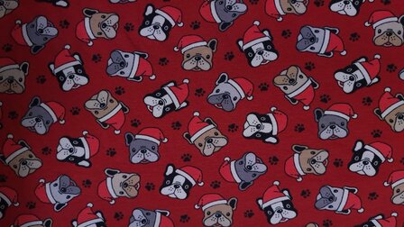 Cotton Jersey Christmas Dog Red