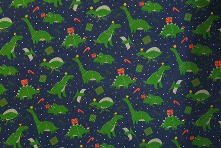 Cotton Jersey Christmas Dino Navy