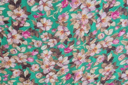 Viscose Crepe Flower Green