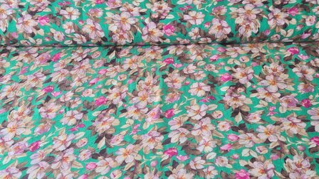 Viscose Crepe Flower Green