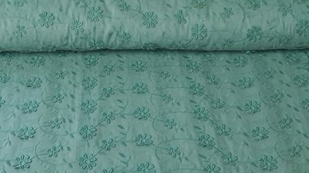 Cotton Voile Embroidery Old Green