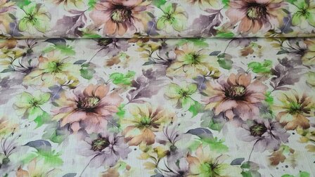 Linnen Print Flowers Lilac/Green