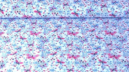 Cotton Jersey Butterfly Blue/Pink