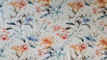 Viscose Jersey Embroidery Flowers Off White