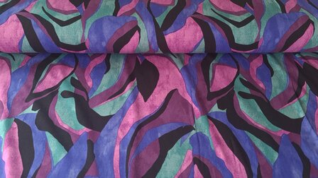 Heavy Viscose Jersey Abstract Multi-Purple