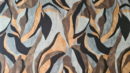 Heavy Viscose Jersey Abstract Multi-Brown