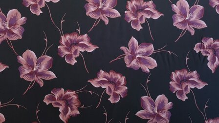 Viscose Flowers Black/Ros&eacute;