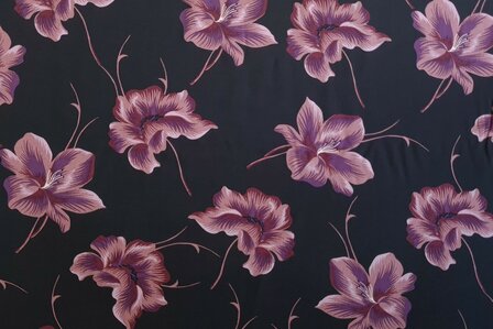 Viscose Flowers Black/Ros&eacute;