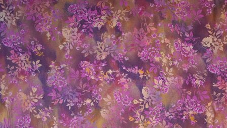 Viscose Digital Flowers Cyclam