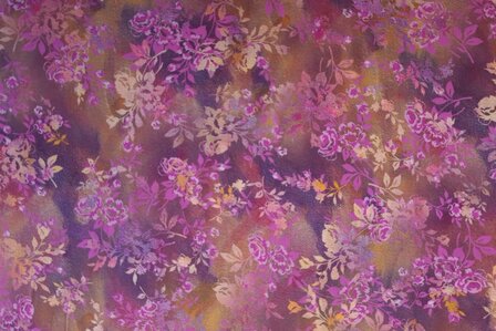 Viscose Digital Flowers Cyclam