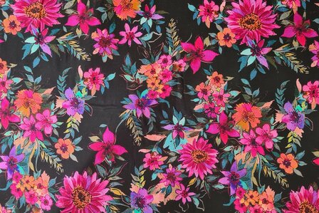 Cotton Satin Flowers Black