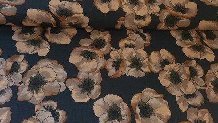 Viscose Crepe Flowers Black/Brown