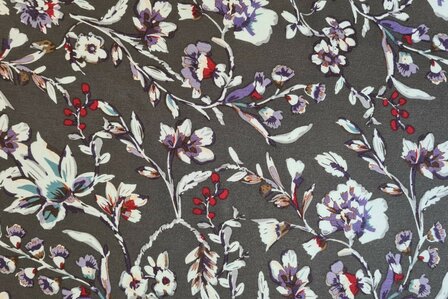 Viscose Jersey Fleurs Grey