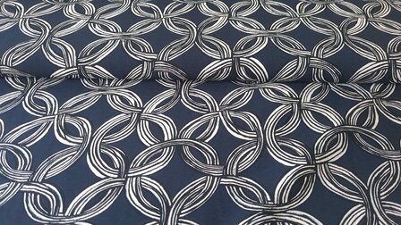 Viscose Crepe Abstract Navy