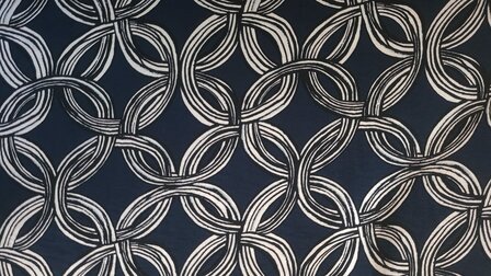 Viscose Crepe Abstract Navy