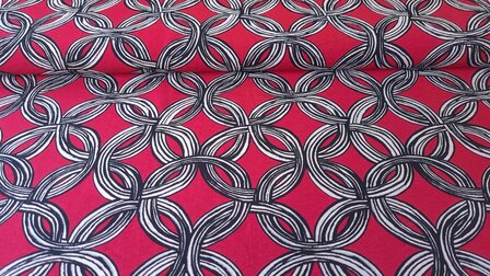 Viscose Crepe Abstract Red