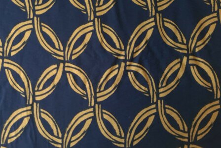 Viscose Crepe Abstract Navy/Oker