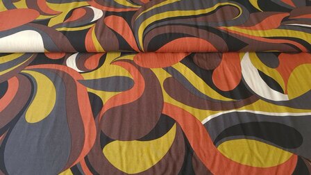 Viscose Poplin Abstract Brown