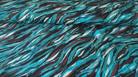 Viscose Twill Abstract Waves Petrol